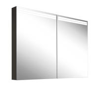 Schneider ARANGALINE armadio a specchio illuminato a LED, 2 porte a specchio doppie, 100x70x12cm, 160.500.02.41, Versione: Standard UE/corpo nero opaco