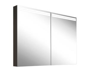 Schneider ARANGA TW Armoire de toilette avec éclairage LED, 2 miroirs doubles, 100x70x12cm, 02.41, 160.500.01.41, 160.500.01.41, Versione: CH standard/ nero corpo opaco, pannello posteriore a specchio