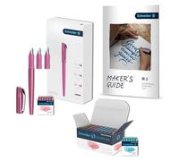 Schneider Callissima 399488 - Set calligrafia (penna stilografica a 3 larghezze, 66 cartucce pastello in 8 colori, inclusa guida per lettering manuale) colore cassa: rosa