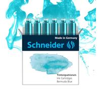 Schneider Cartucce d'Inchiostro per Penna Stilografica Colori Pastello Confezione da 6, Blu (Bermuda Blue), Formato Standard