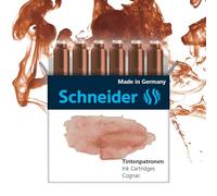 Schneider Cartucce d'Inchiostro per Penna Stilografica Colori Pastello Confezione da 6, Marrone (Cognac), Formato Standard