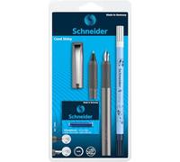 Schneider Ceod Shiny 74866 - Set da scrittura con penna stilografica, penna roller, killer (destrorsi e mancini, pennino M, con cartucce d'inchiostro blu reale, colore: Grafite