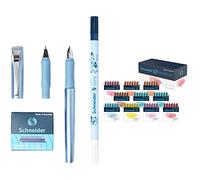 Schneider, Ceod Shiny, set da scrittura con penna stilografica, penna a sfera, per destrorsi e mancini & Cartucce d'Inchiostro per Penna Stilografica Colori Pastello Confezione da 10 x 6, Multicolore