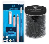 Schneider, Ceod Shiny, set da scrittura con penna stilografica, penna a sfera, per destrorsi e mancini, pennino M & Inchiostro Cartuccia Contenitore 100-Pezzo Set, Nero