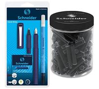 Schneider, Ceod Shiny, set da scrittura con penna stilografica, penna a sfera, per destrorsi e mancini, pennino M & Inchiostro Cartuccia Contenitore 100-Pezzo Set, Nero