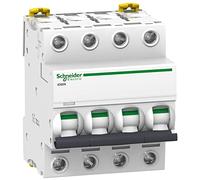 Schneider Electric a9 F74440 + Disgiuntore IC60 N Acti9, curvatura, C, 4P, 85 mm altezza x 72 mm larghezza x 78.5 mm profondità, 40 A corrente, 50/60 Hz, Bianco