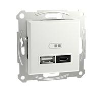 Schneider Electric Asfora EPH2770421D - Stazione di ricarica USB a incasso, tipo A+C, 45 W, presa