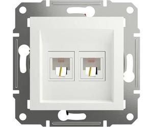 Schneider Electric Asfora EPH4270121D - Presa telefonica RJ11 a 2 scomparti, presa telefonica a incasso, 2 uscite, colore: Bianco