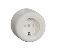 Schneider Electric ELSO WDE015876 - Presa a parete 1 presa con BRS, presa a contatto di protezione, da parete, per ambienti umidi, bianco, rotonda, Renova, 16 A - 250 V AC