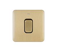 Schneider Electric GGBL4011BSB Lisse DP - Interruttore ad alta corrente con indicatore LED, 1 banda, 50 A, in ottone satinato, colore: Nero