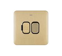 Schneider Electric GGBL5011BSB Lisse - Unità di connessione con fusibile senza viti, indicatore LED, 13 A, ottone satinato con interno nero, confezione da 10