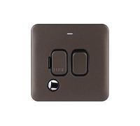 Schneider Electric GGBL5013BMB Lisse - Unità di connessione con fusibile senza viti, presa flessibile, indicatore LED, 13 A, bronzo moka e nero