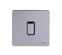 Schneider Electric GU2410BPC - Piastra piatta senza viti, interruttore a 2 poli, 1 banda, cromata