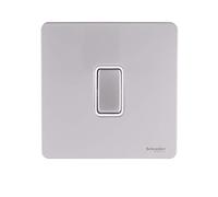 Schneider Electric GU2410WPN - Piastra piatta senza viti, interruttore a 2 poli, 1 banda, nichel perlato