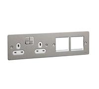 Schneider Electric GU32202DMPWSS - Placche con Interruttore, 2 x 2P + E con otturatori, colore: Bianco
