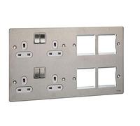 Schneider Electric GU32204DMPWSS - Placche con Interruttore, 2 x 2P + E con otturatori, colore: Bianco