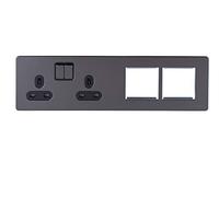 Schneider Electric GU34202DMPBBN - Piastra piatta senza viti, con interruttore, 2 x 2P + E con otturatori, colore: Nero