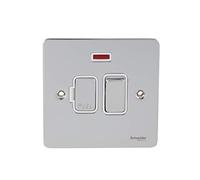 Schneider Electric GU5211WPC - Piastra Piatta Interruttore, Connessione con Fusibile, Neon, Cromata