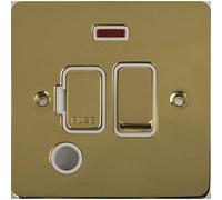 Schneider Electric GU5214WPB - Piastra piatta, con interruttore fusibile, neon, ottone