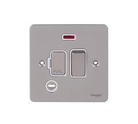 Schneider Electric GU5214WPN - Piastra piatta, connessione con fusibile, neon, nichel perlato