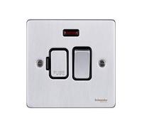 Schneider Electric GU5511BBC - Interruttore 13 A con fusibile al neon, colore: Cromo spazzolato