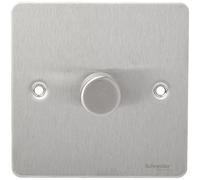 Schneider Electric GU6212CSS - Piastra piatta, interruttore dimmer, 400 W/VA, 1 banda, 2 vie, principale e LV, in acciaio INOX