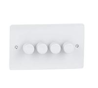 Schneider Electric GU6242LPW - Piastra piatta, interruttore dimmer 75 W/VA, 4 uscite, 2 vie, LED, bianco