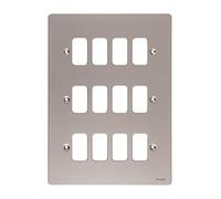 Schneider Electric GUG12GPN - Piastra piatta, 12 banche, telaio, nichel perlato