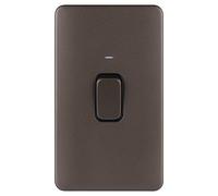 Schneider Electric Lisse Deco GGBL4021BMB - Interruttore doppio a 1 via, con indicatore neon, bipolare, 50A, GGBL4021BMB, bronzo moka con inserto nero