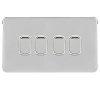 Schneider Electric Lisse Deco - Interruttore con 4 pulsanti a 2 vie, senza viti, 10AX, GGBL1042WPC, cromato lucido con inserto bianco