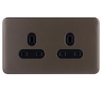 Schneider Electric Lisse GGBL3060BMBS - Presa di corrente doppia senza viti, 13 A, bronzo moka con inserto nero