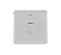 Schneider Electric Lisse - Interruttore di controllo senza viti con indicatore LED, 240 V, argento, GGBL2011WPCS, 240V