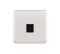 Schneider Electric Lisse - Presa telefonica singola senza viti, 240 V, GGBL7062BSS, in acciaio inox con inserto nero