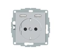 Schneider Electric Merten MEG2366-0460 - Presa Schuko con connettore USB tipo A+A, a incasso, sistema M, alluminio
