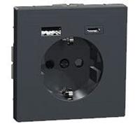 Schneider Electric Merten MEG2367-6034 - Presa con connettore USB tipo C, design antracite, presa Schuko USB da incasso, presa con contatto di protezione, adatta per smartphone, tablet