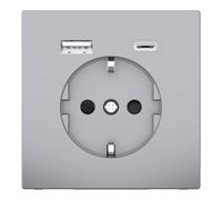 Schneider Electric Merten MEG2367-6036 - Presa USB USB tipo C, 2 poli + E, 16A, a incasso, design sistema, in acciaio inox, codice articolo
