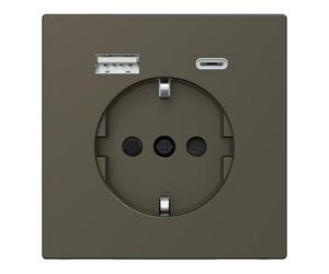 Schneider Electric Merten MEG2367-6052 - Presa Schuko con connettore USB tipo C, design sistema, moccametallic, codice articolo