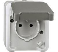 Schneider Electric Merten MEG2500-8029 - Inserto per presa a muro con perno di protezione e coperchio ribaltabile, IP44, colore: Grigio chiaro