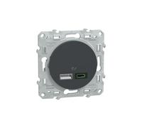 Schneider Electric - Odace - Caricabatterie USB tipo A 7,5 W +C 45 W - Forte Potenza Tipo C - Antracite - S540403