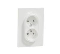 Schneider Electric Odace S521089 - Presa di corrente doppia con messa a terra 2P+T, 230 V, colore: Bianco