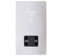 Schneider Electric - Placca piatta senza viti a due voltaggi per rasoi elettrici, cromata lucida, inserto nero