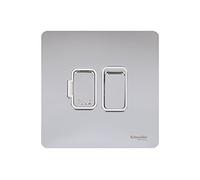 Schneider Electric - Presa Ultimate con fusibile e interruttore, 13 A, copri interruttore con finitura cromata lucida e inserti in contrasto, montaggio a incastro, 13 A, colore: Grigio cromato/Bianco