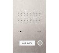 Schneider Electric Ritto RGE1810125 - Stazione porta Acero Pure Audio per 1 casa di famiglia, pulsante campanello illuminato e targhetta nome, a incasso, in acciaio inox, codice articolo