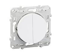 Schneider Electric S520273 Odace, doppio interruttore luminoso avanti e indietro, 10 A, bianco Odace, avanti e indietro + luminoso bianco, 10 A, a vite, LED arancione 1,5 mA