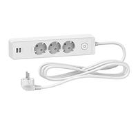 Schneider Electric ST943U3W - Base multipresa a 3 prese con 2 USB, cavo da 3 m, colore: Bianco