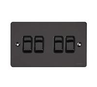 Schneider Electric Ultimate Flat Plate - Interruttore a bilanciere a 4 vie, 16AX, GU1242BBN, nichel nero con inserto nero