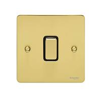 Schneider Electric Ultimate Flat Plate - Interruttore singolo a 2 vie, 16AX, GU1212RBPB, in ottone lucido con inserto nero