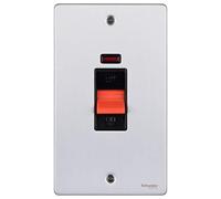 Schneider Electric Ultimate Low Profile - Doppio interruttore di controllo, con indicatore neon, bipolare, 50A, GU4521BBC, cromato lucido con inserto bianco
