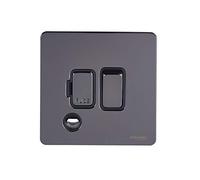 Schneider Electric Ultimate - Piastra piatta senza viti, con attacco fuso con uscita flessibile, 13A, GU5413BBN, ottone nichelato nero con inserto nero