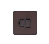 Schneider Electric Ultimate - Piastra piatta senza viti con interruttore a doppio fuso, doppio polo 13A, GGBGU5410BDBP, bronzo scuro con inserto nero